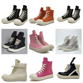 RICK OWENS/RO Edfu leather semi-gloss finish high-top fashion sneakers-2945  